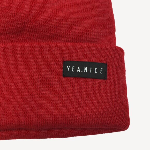 Yea.Nice Mens Legend Knit Cherry Red Folded Beanie Winter Wear Snow Skiing Warm - Picture 3 of 3